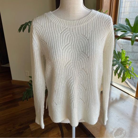 Boden Mohair Blend Cream Crewneck Classic Fisherman Cable Knit Sweater Hadley - Picture 1 of 12